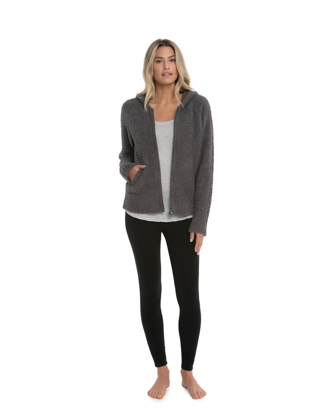 Barefoot Dreams Brown Plush Zip Hoodie